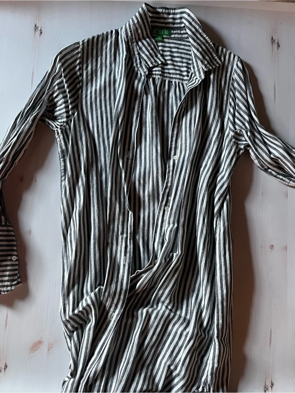 Jcrew Black & White Striped Shirt Dress